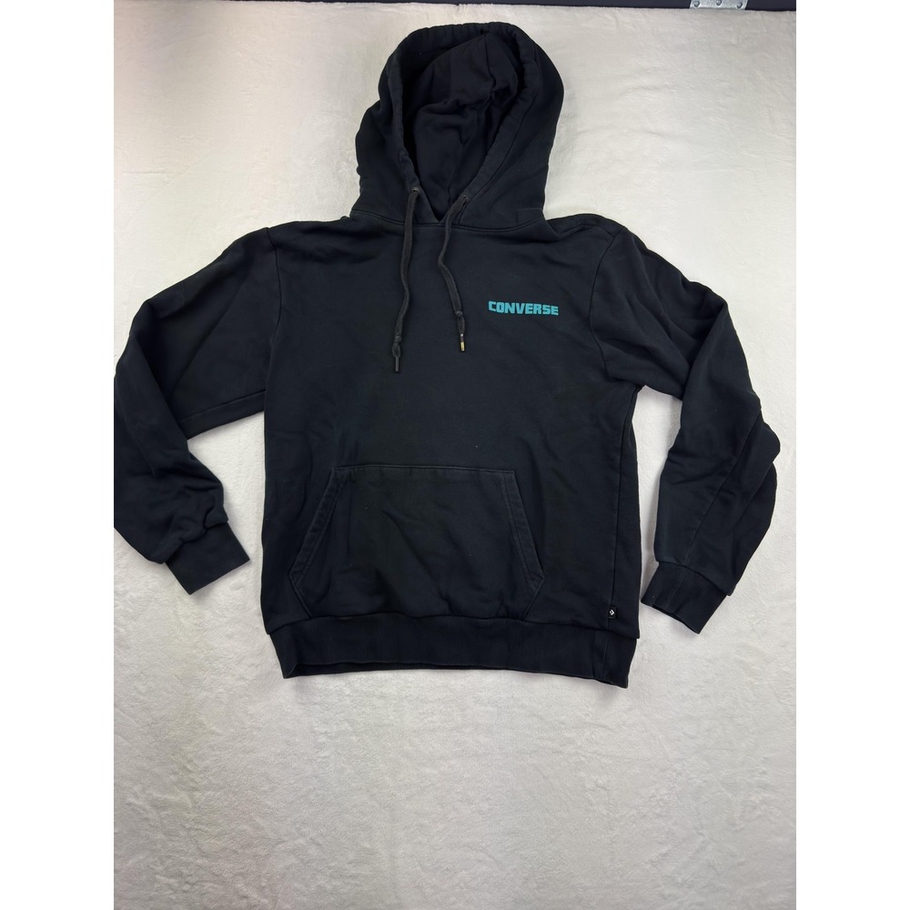 Converse Hoodie Mens Small Black Mountain Graphic Kangaroo Pocket Pullover